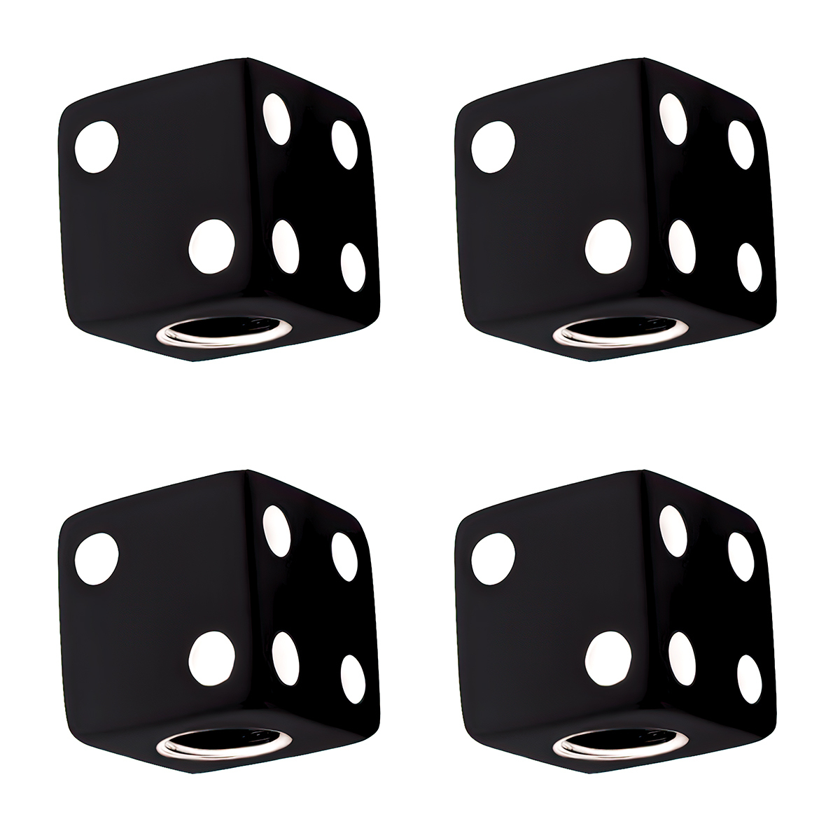 Black Dice Valve Caps With White Dots (Set of 4) - Thumbnail 2