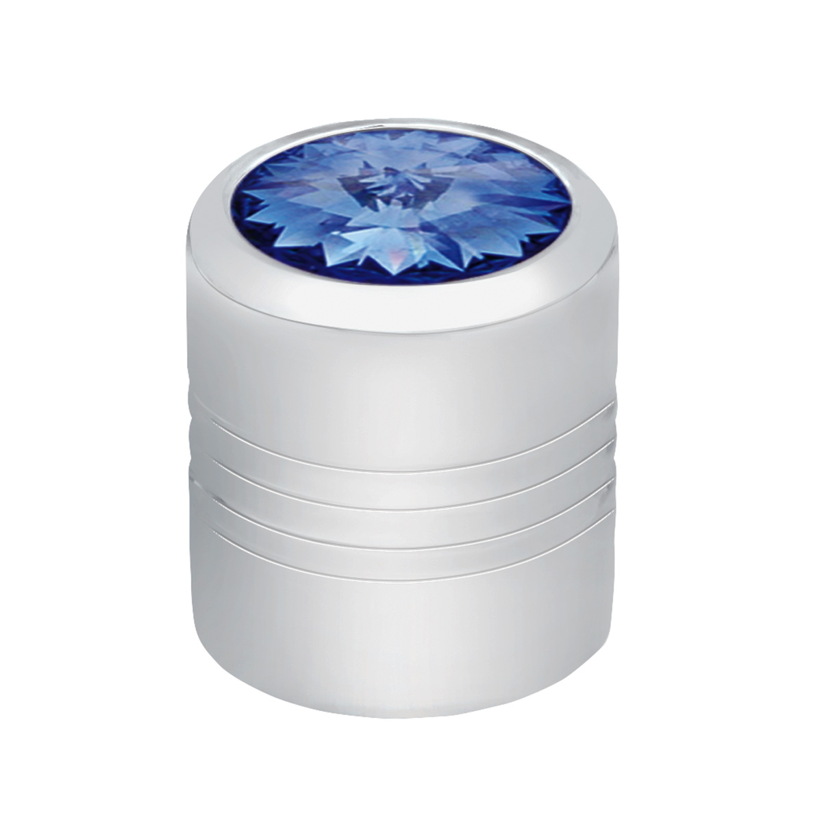 Chrome Round Valve Caps With Blue Crystal (4-Pack) - Thumbnail 2