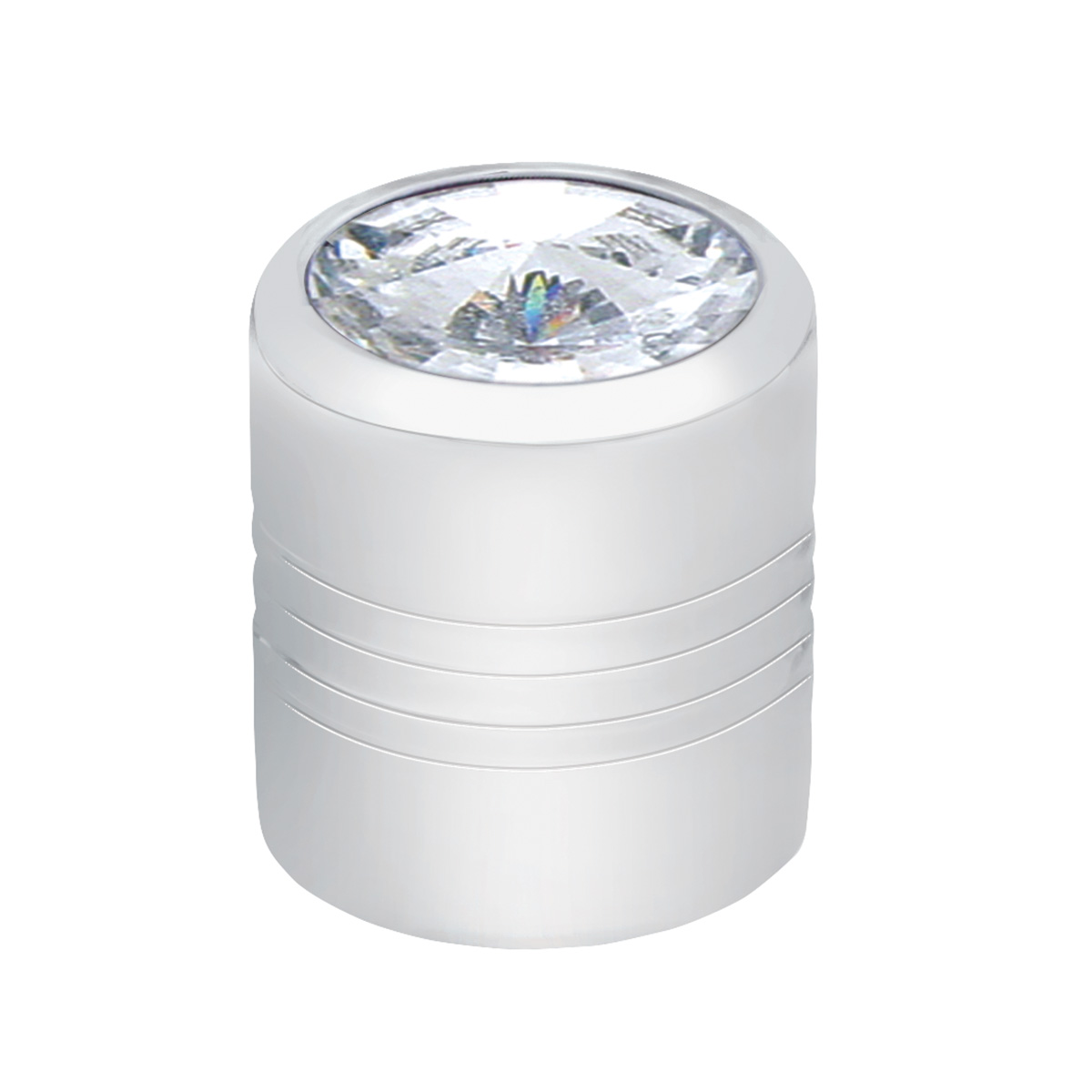 Chrome Round Valve Caps With Clear Crystal (4-Pack) - Thumbnail 2