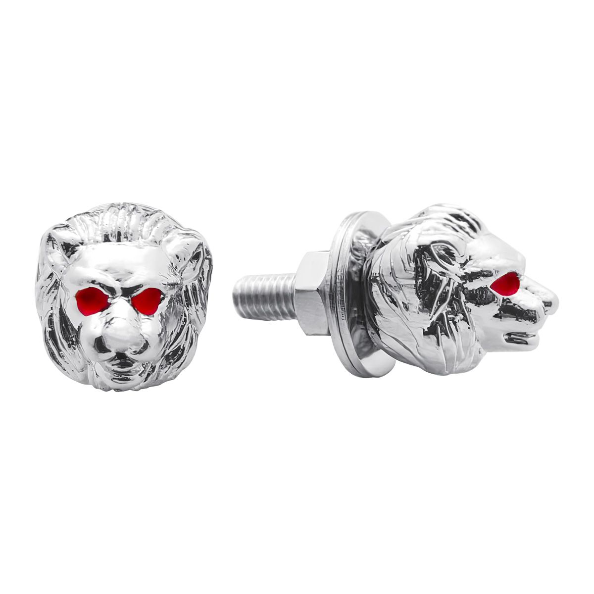 Chrome Lion Head License Plate Fastener (2-Pack)