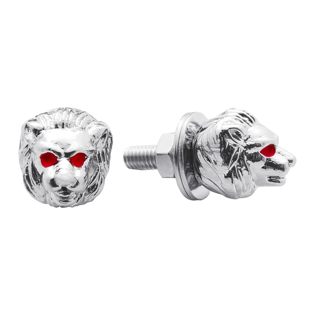 Chrome Lion Head License Plate Fastener (Bulk) - Thumbnail 2