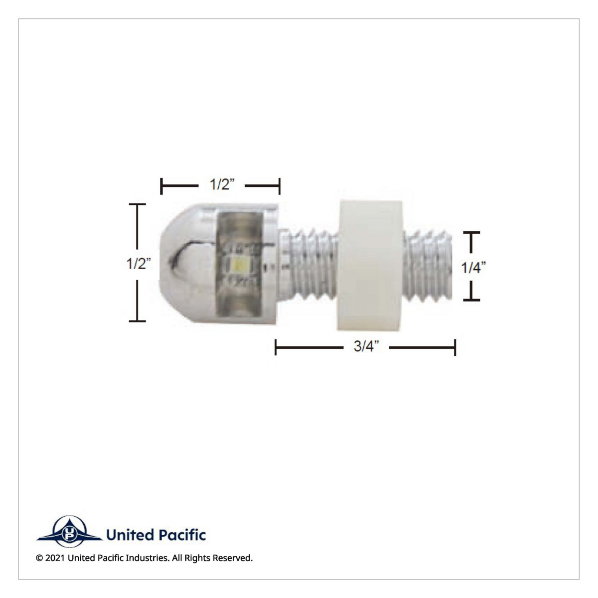 Single LED License Plate Fasteners - Blue LED (2-Pack) - Thumbnail 3