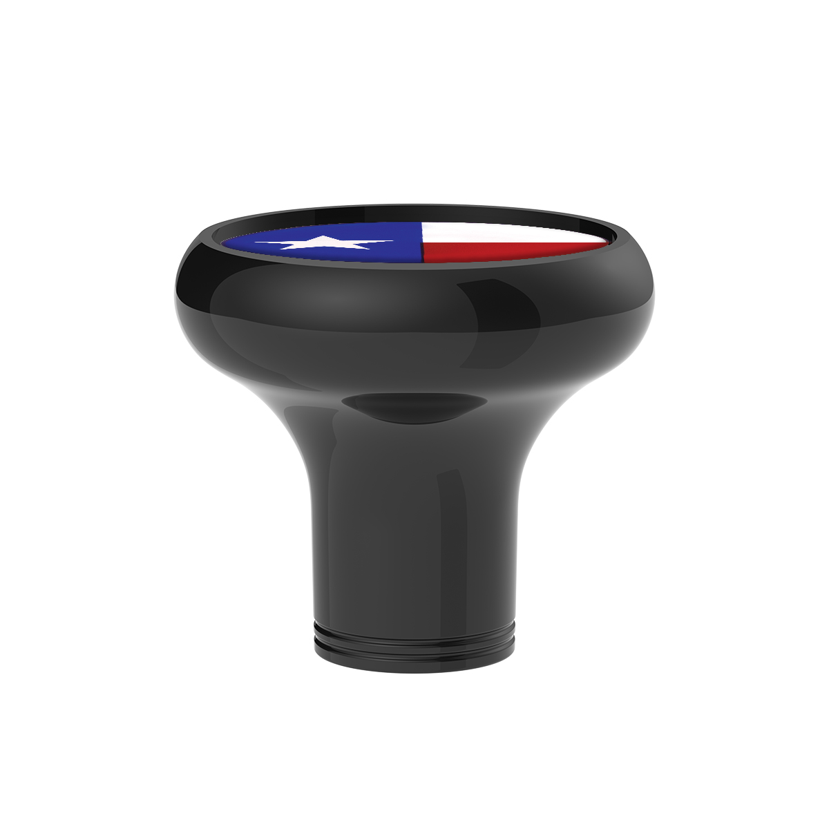 1/2"-13 Thread-On Gearshift Knob With Texas Flag Sticker - Black - Thumbnail 2