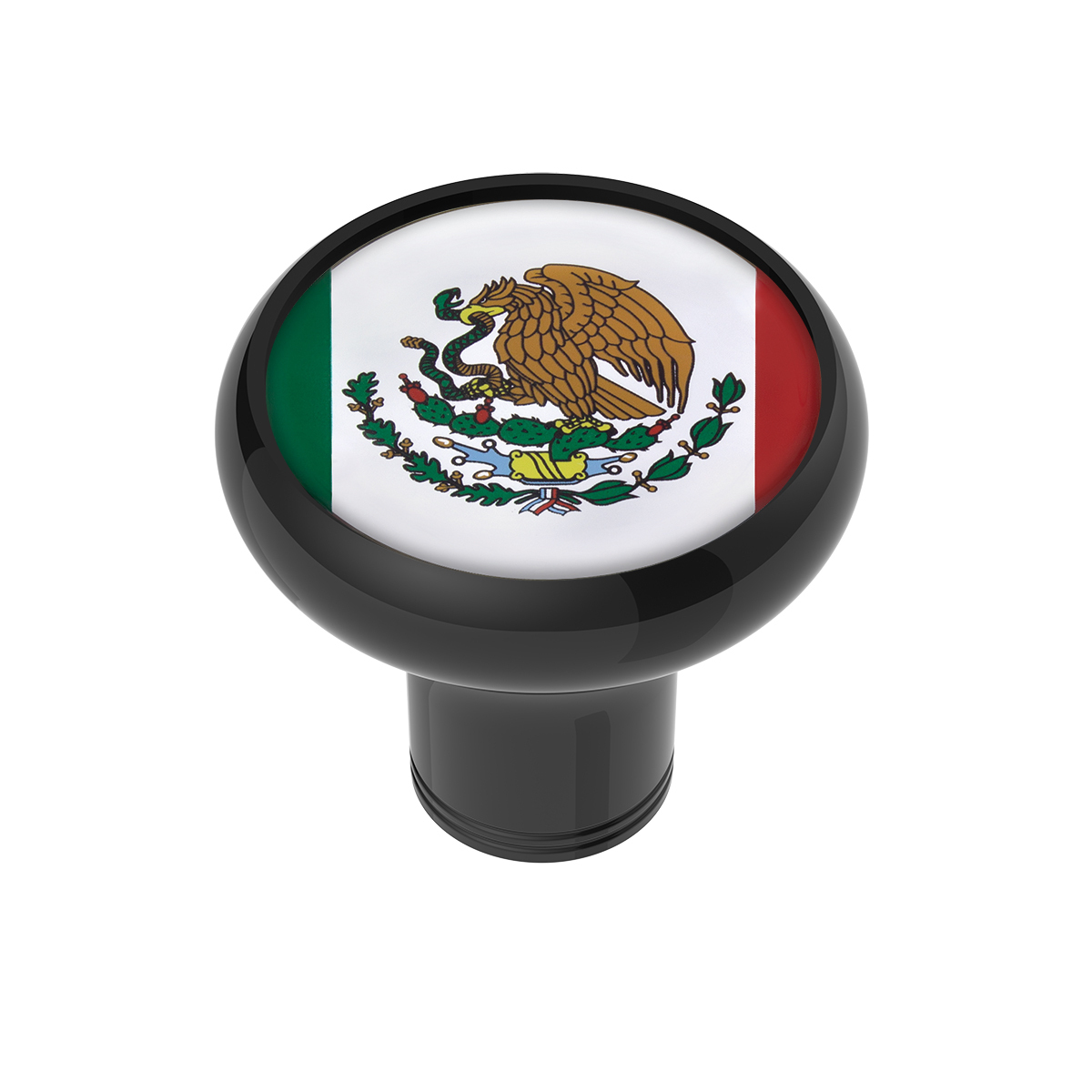 1/2"-13 Thread-On Gearshift Knob With Mexico Flag Sticker - Black - Thumbnail 6