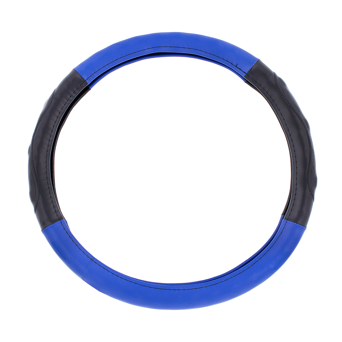 18" Duo Tone Steering Wheel Cover - Black & Blue - Thumbnail 4