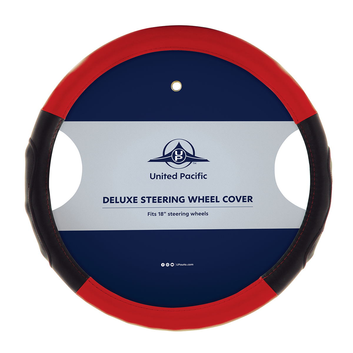 18" Duo Tone Steering Wheel Cover - Black & Red - Thumbnail 3