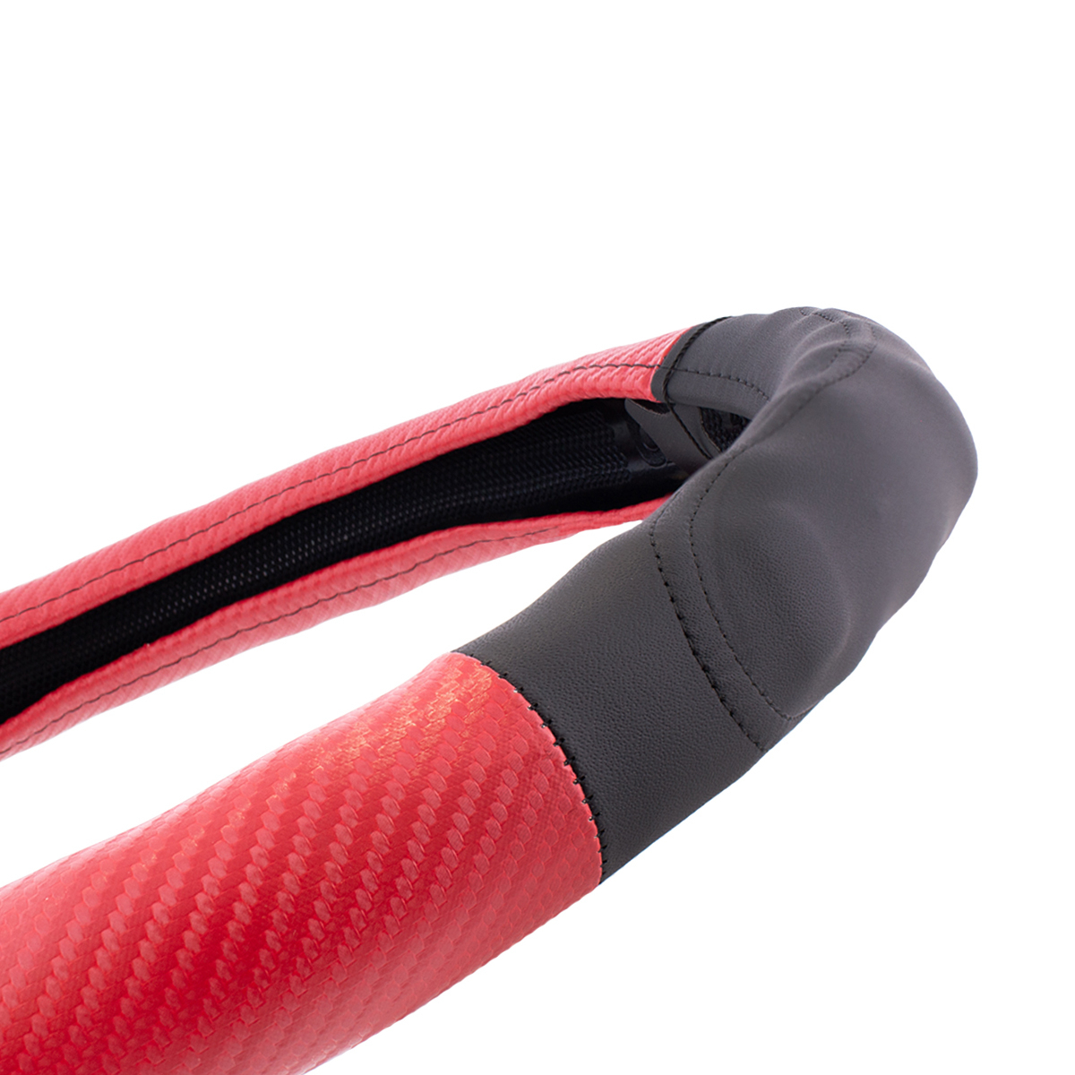 18" Carbon Fiber Pattern Steering Wheel Cover - Red Stitching - Thumbnail 6