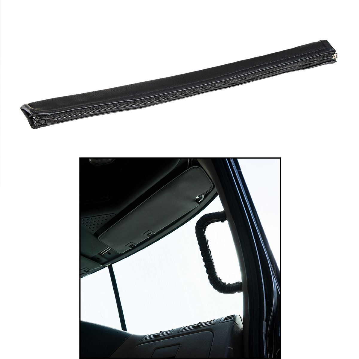 17" Driver Assist Grab Bar Cover - Black Engineered Leather