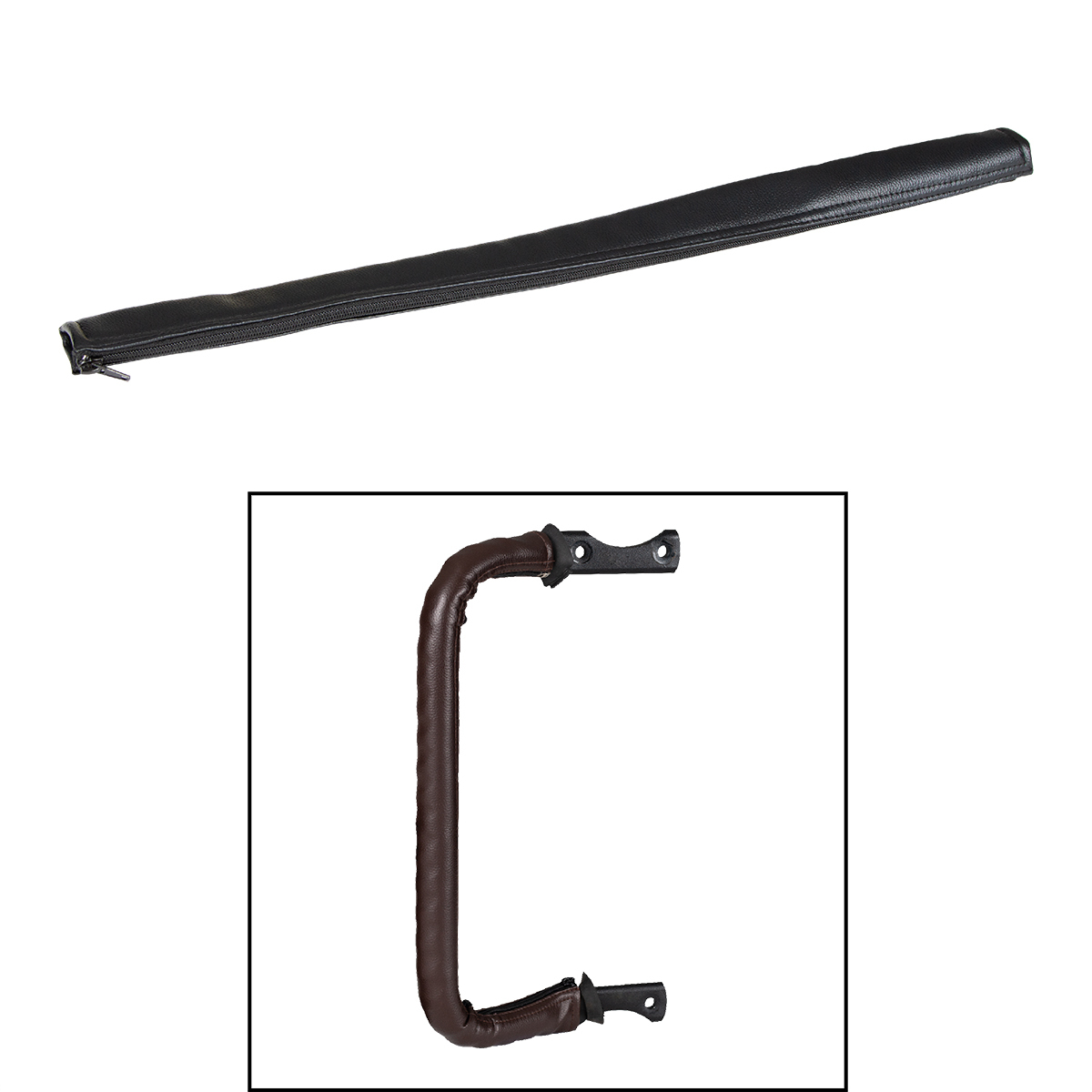 24" Driver Assist Grab Bar Cover - Black Engineered Leather - Thumbnail 3