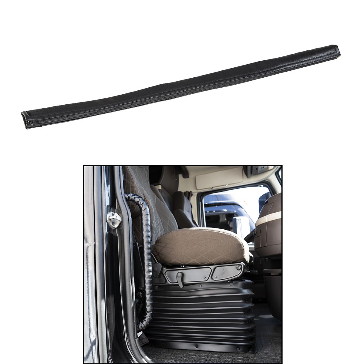 27.5" Driver Assist Grab Bar Cover - Black Engineered Leather - Thumbnail 5