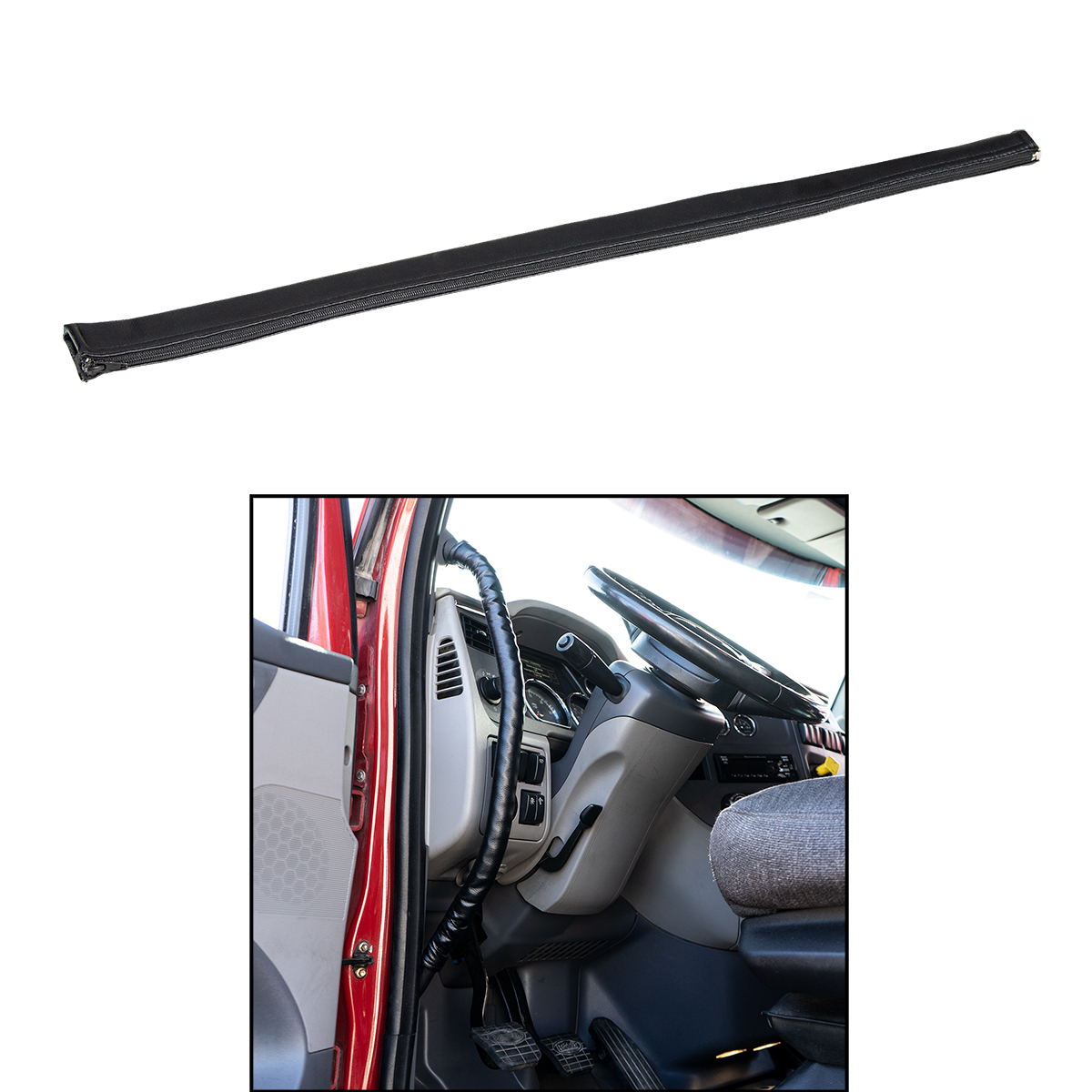31.5" Driver Assist Grab Bar Cover - Black Engineered Leather - Thumbnail 3