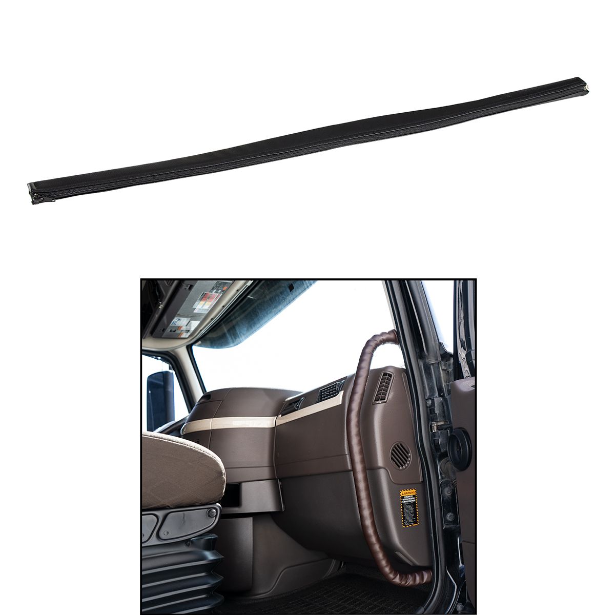 35" Driver Assist Grab Bar Cover - Black Engineered Leather