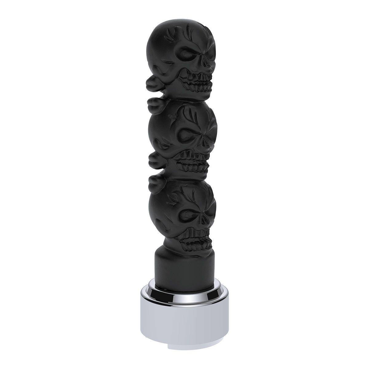 Thread-On 3-Skulls Gearshift Knob With Adapter For Eaton-Fuller 9/10 Speed Shifter-Matte Black