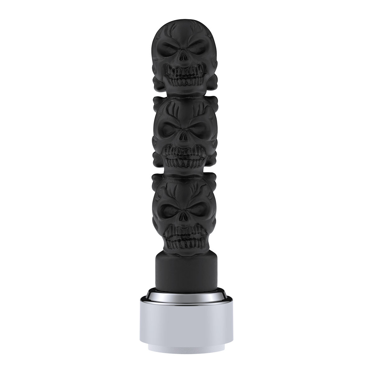 Thread-On 3-Skulls Gearshift Knob With Adapter For Eaton-Fuller 9/10 Speed Shifter-Matte Black - Thumbnail 2