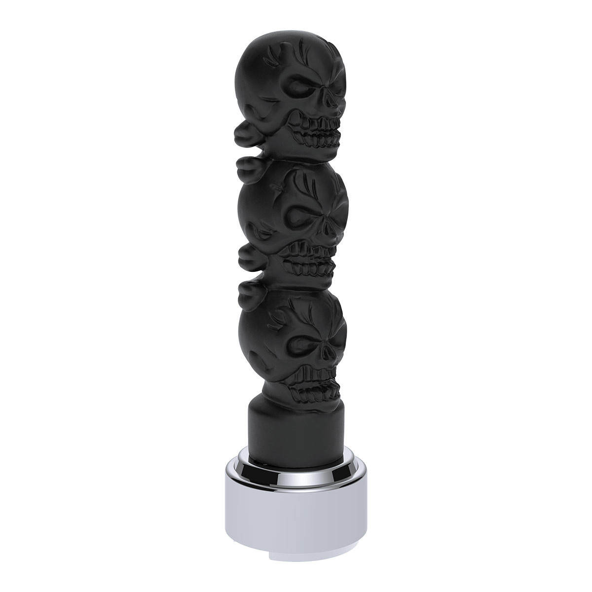 Thread-On 3-Skulls Gearshift Knob With Adapter For Eaton-Fuller 9/10 Speed Shifter-Matte Black - Thumbnail 7
