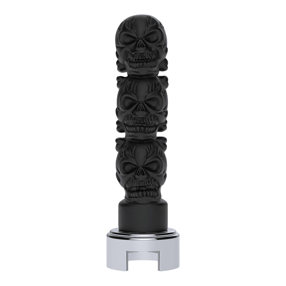 Thread-On 3-Skull Gearshift Knob With Adapter For Eaton-Fuller 13/15/18 Speed Shifter-Matte Black - Thumbnail 2