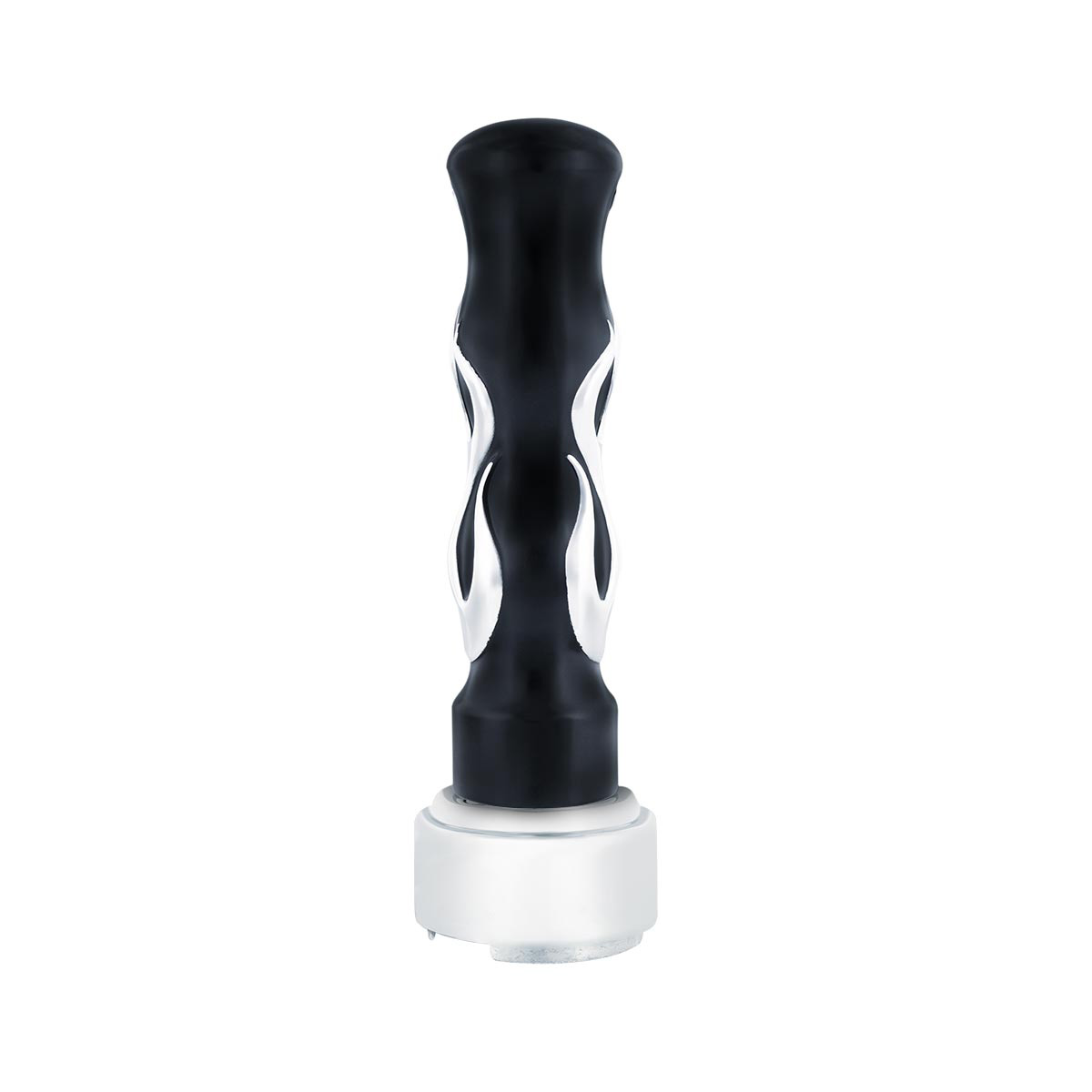 Thread-On Flame Gearshift Knob With Adapter For Eaton Fuller 9/10 Speed - Black With Chrome Flame - Thumbnail 3