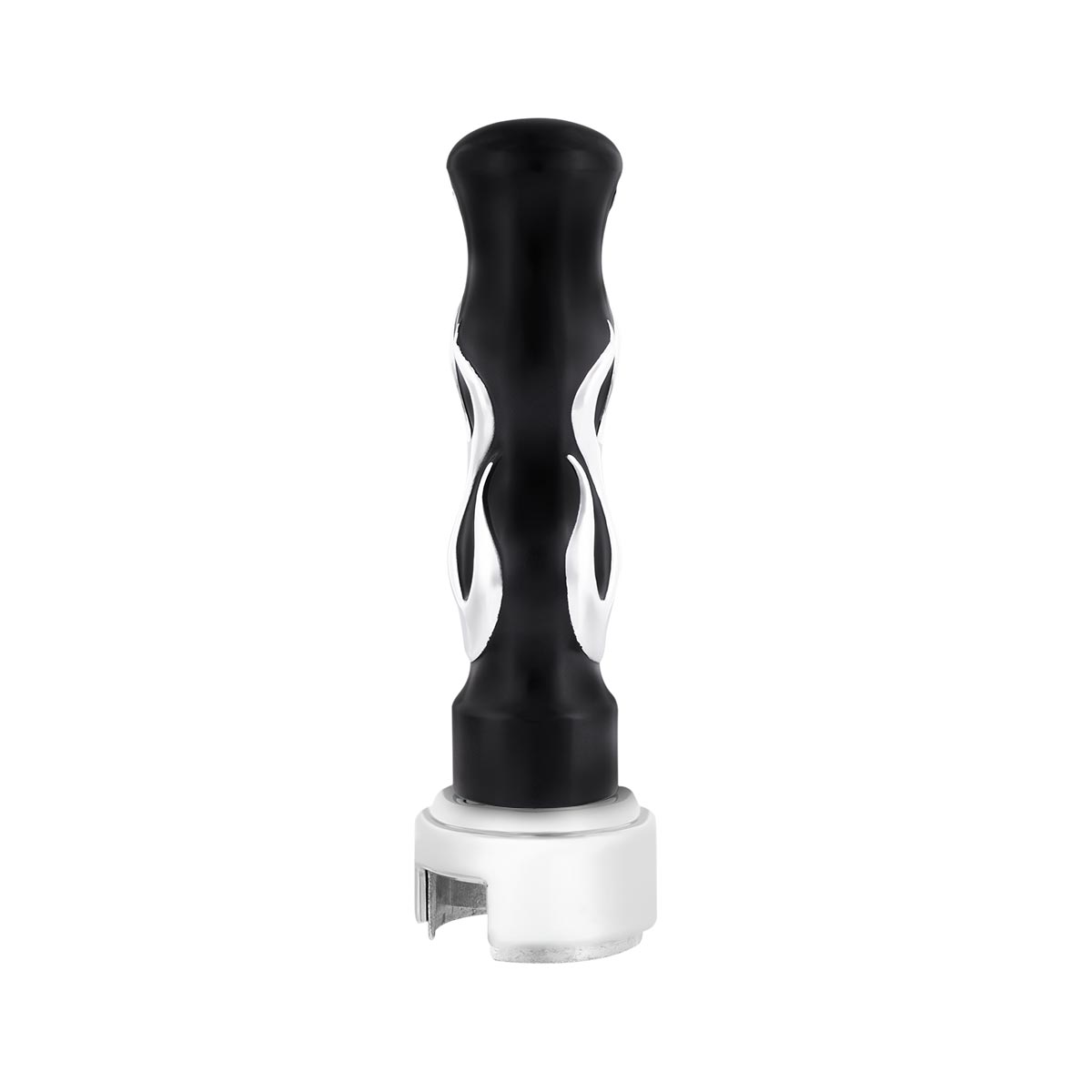 Thread-On Flame Gearshift Knob With Adapter For Eaton Fuller 13/15/18 Speed - Black With Chrome Flame - Thumbnail 3