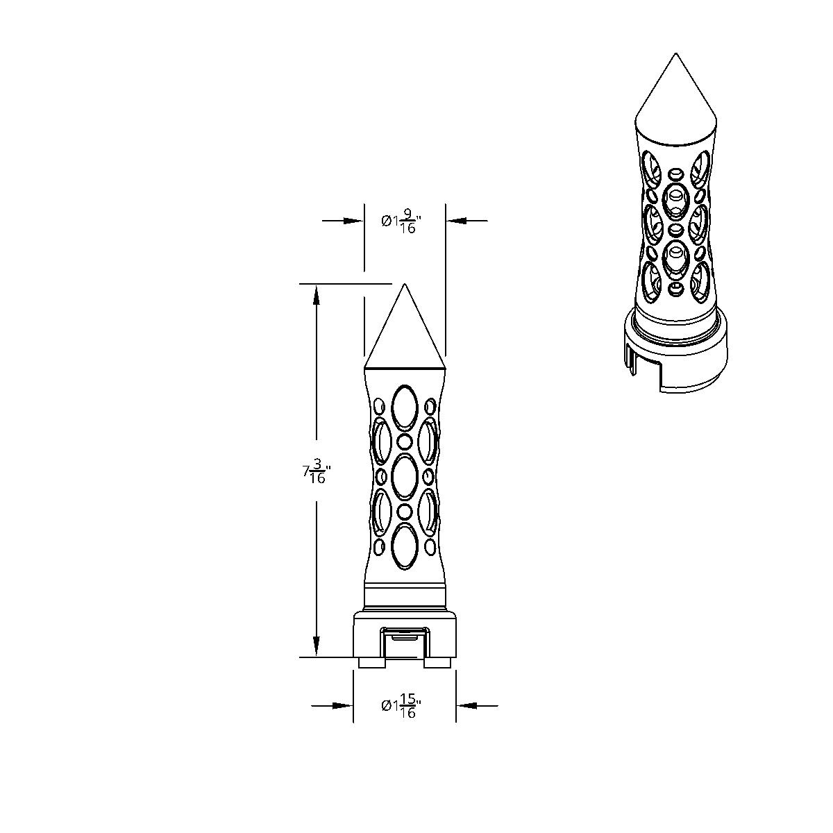 Thread-On Daytona Style Spike Gearshift Knob With 13/15/18 Speed Adapter - Black/Vertical - Thumbnail 3