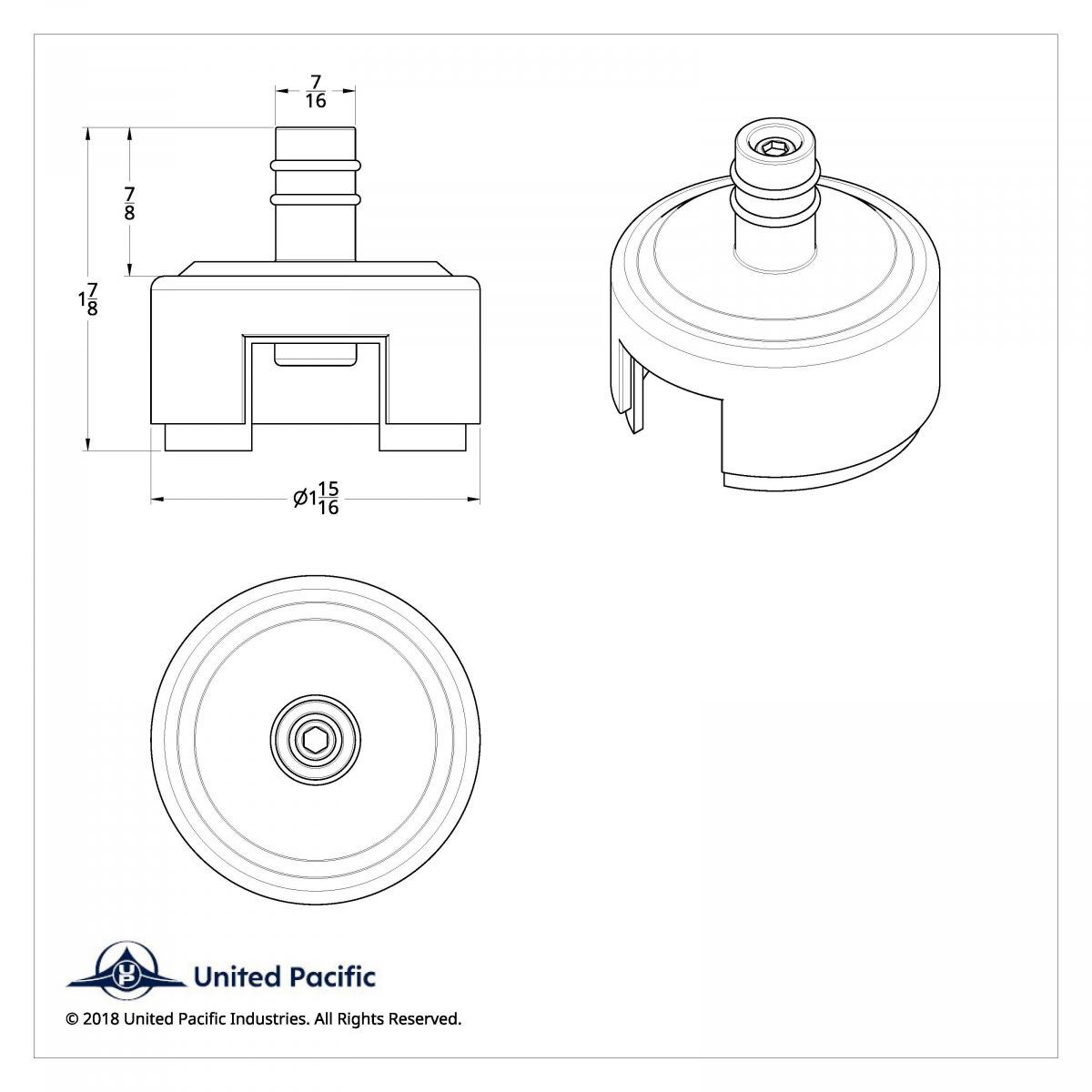 7/16" Top Gearshift Mounting Adapter For Eaton-Fuller 13/15/18 Speed Shifters - Chrome (Bulk) - Thumbnail 5