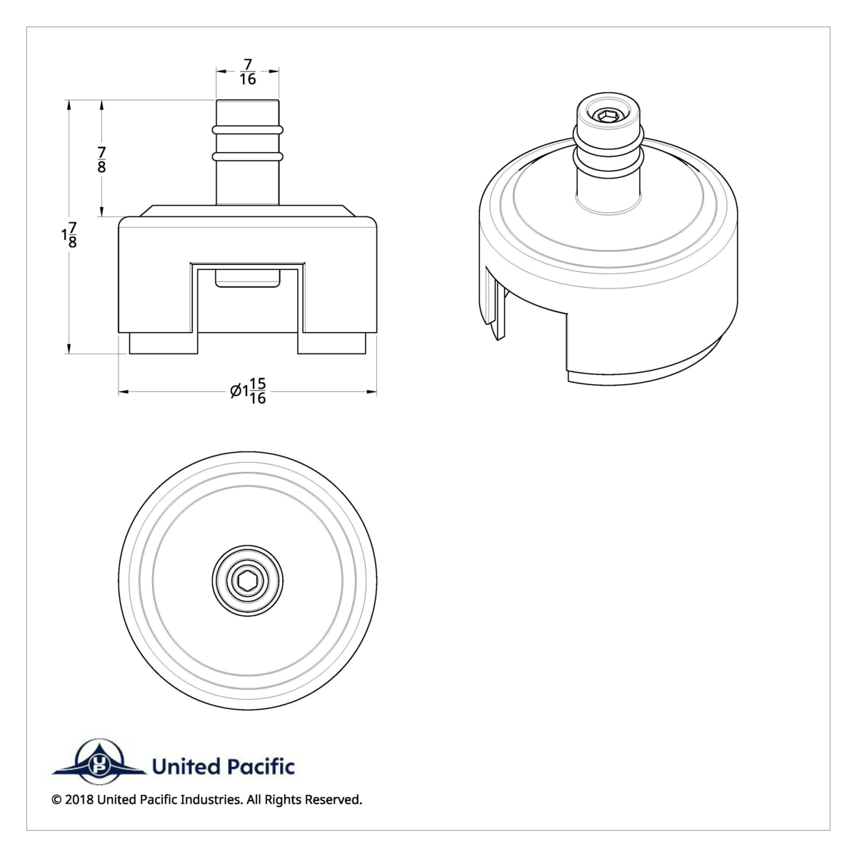 7/16" Top Gearshift Mounting Adapter For Eaton-Fuller 13/15/18 Speed Shifters - Chrome (Bulk) - Thumbnail 6