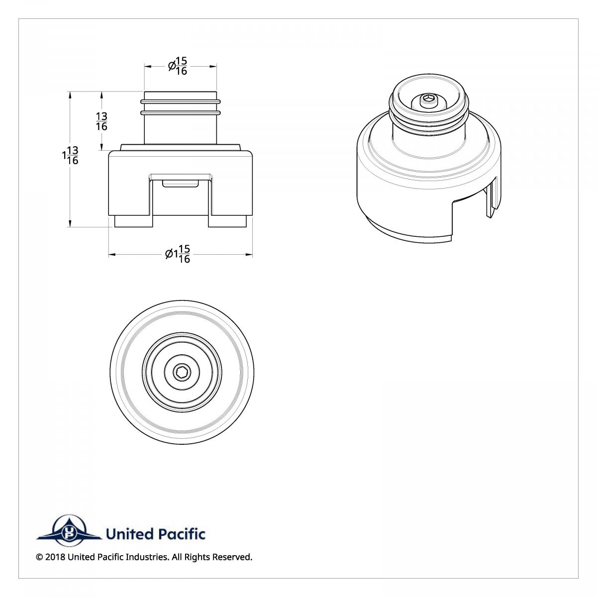 15/16" Gearshift Mounting Adapter For Eaton-Fuller 13/15/18 Speed Shifters - Chrome/Vertical (Bulk) - Thumbnail 2