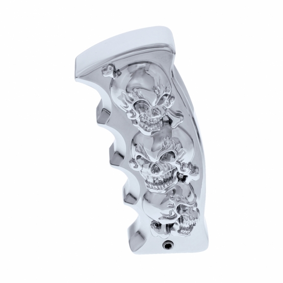 Skulls Pistol Grip Gearshift Knob - Chrome - Thumbnail 3