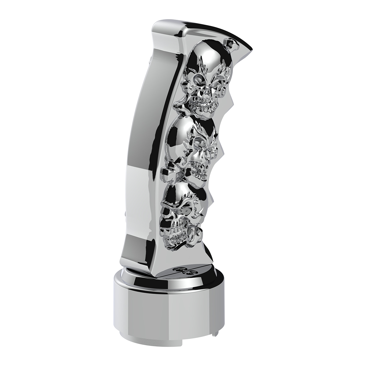 Thread-On Skulls Pistol Grip Gearshift Knob With 13/15/18 Speed Adapter - Chrome - Thumbnail 4