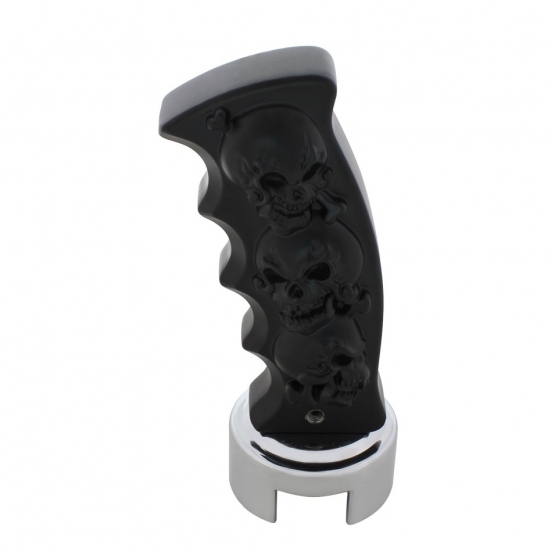 Skulls Pistol Grip Gearshift Knob With 13/15/18 Speed Adapter - Black - Thumbnail 3