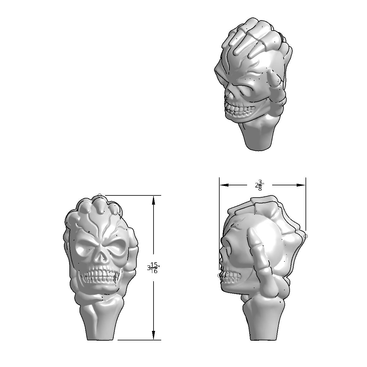 Skull Gearshift Knob - Chrome - Thumbnail 7