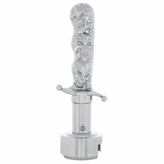 Skull Dagger Gearshift Knob With 13/15/18 Speed Adapter - Chrome - Thumbnail 2