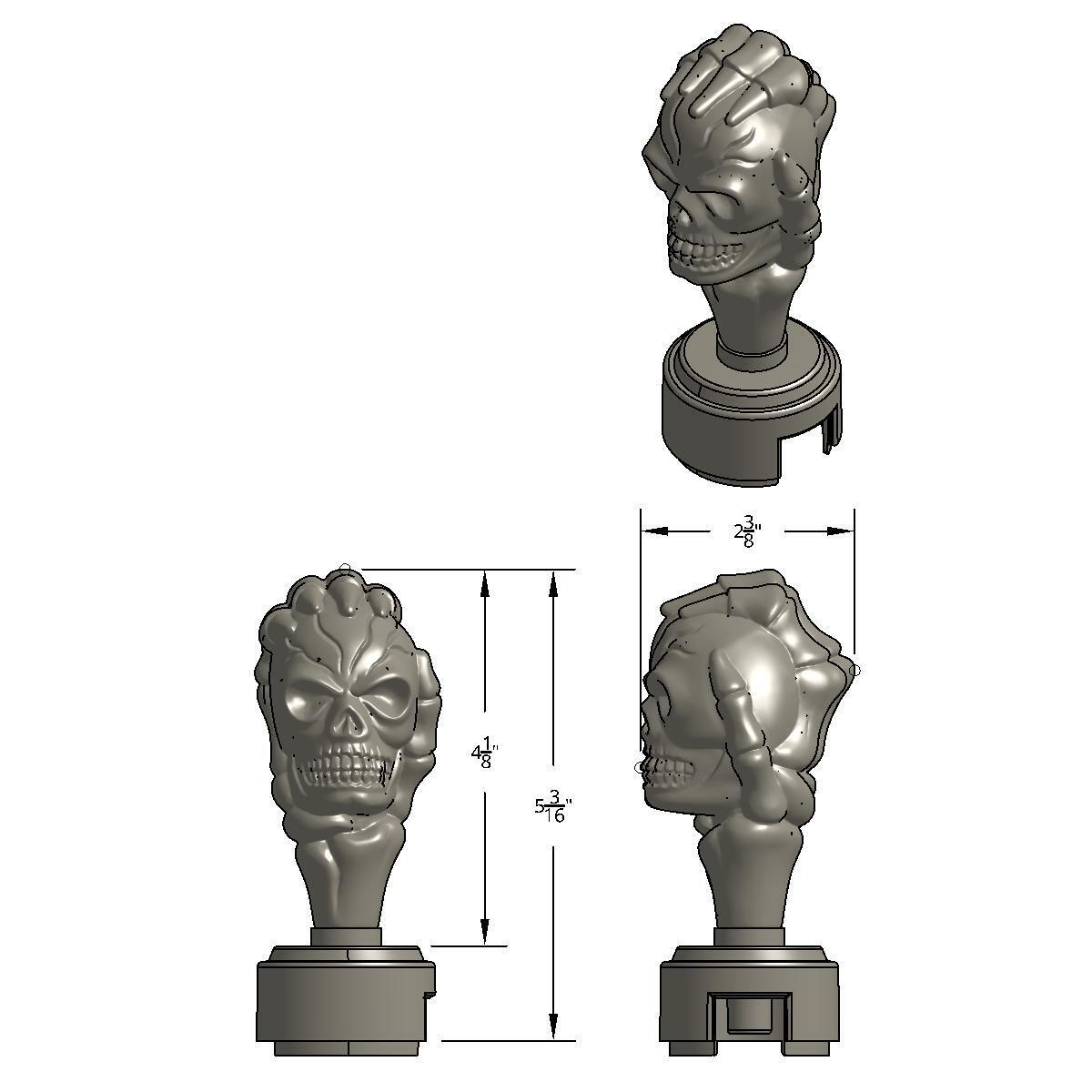 Skull Gearshift Knob With 13/15/18 Speed Adapter - Black - Thumbnail 4