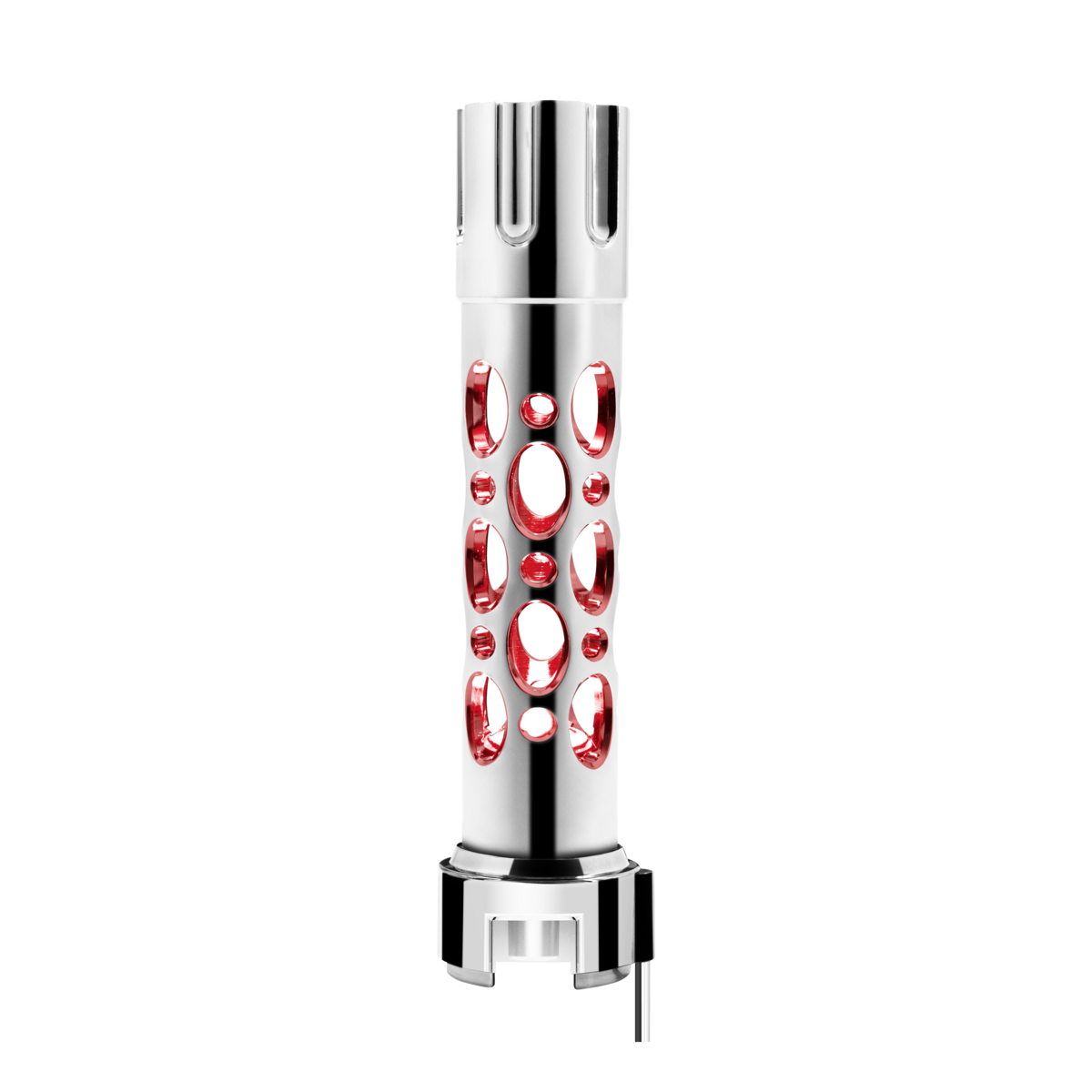 Austin Style Gun Cylinder Gearshift Knob With LED 13/15/18 Speed Adapter - Chrome/Red LED - Thumbnail 2