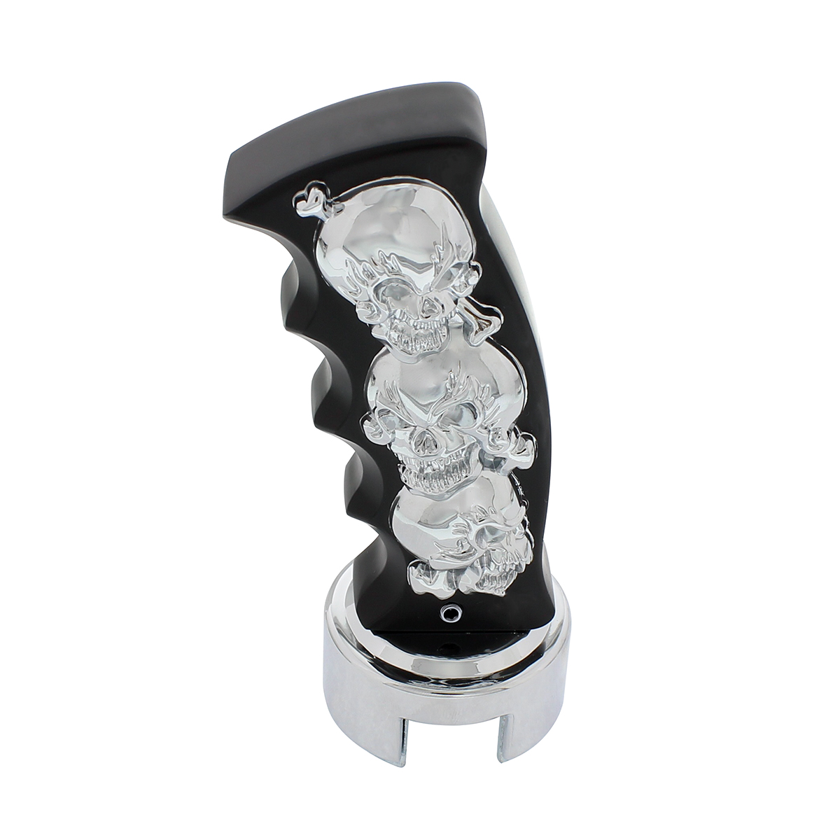 Skulls Pistol Grip Gearshift Knob With 13/15/18 Speed Adapter - Black/Chrome - Thumbnail 3