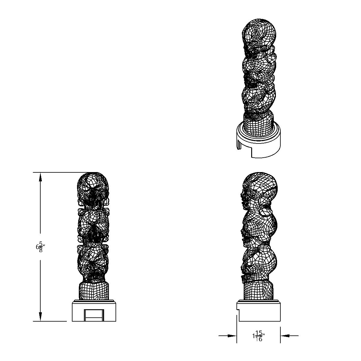 Thread-On 3-Skull Gearshift Knob With Adapter For Eaton-Fuller 13/15/18 Speed Shifter- Chrome - Thumbnail 8