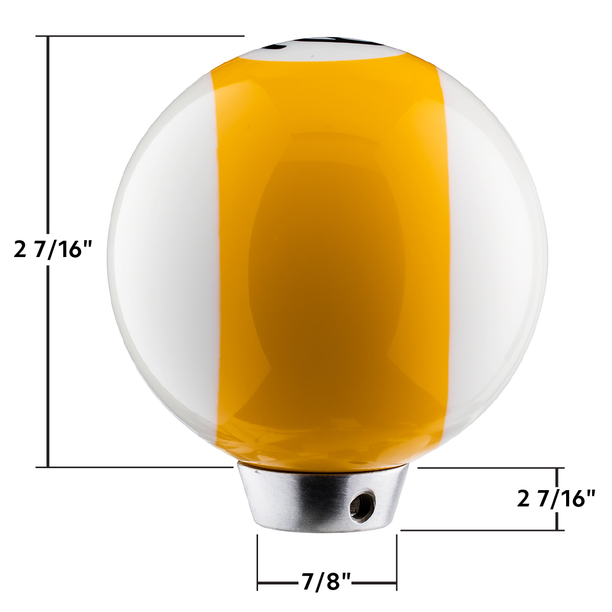 Number 9 Pool Ball Gearshift Knob - Gloss Yellow Striped - Thumbnail 3