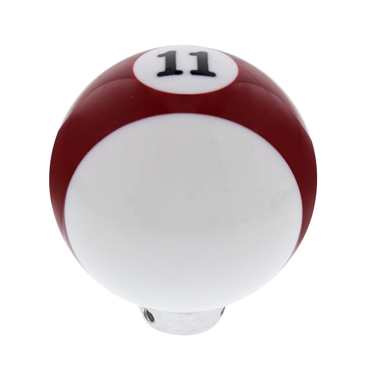 Number 11 Pool Ball Gearshift Knob - Gloss Red Striped - Thumbnail 4