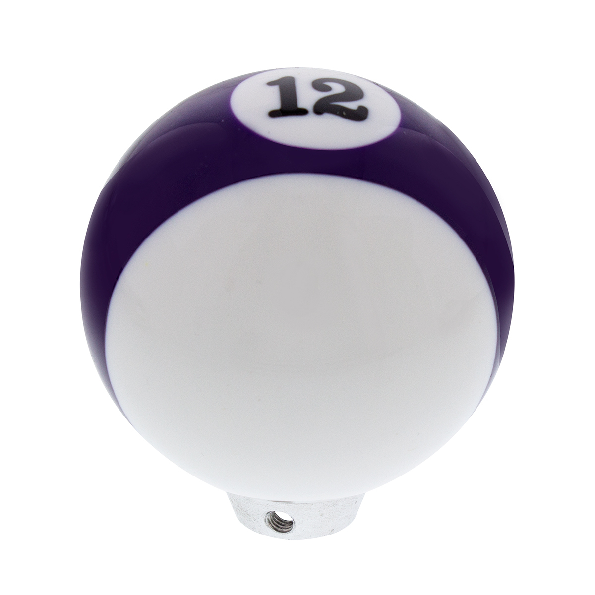 Number 12 Pool Ball Gearshift Knob - Gloss Purple Striped - Thumbnail 4