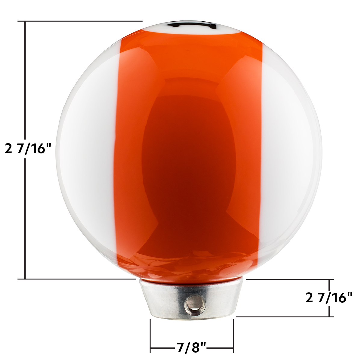 Number 13 Pool Ball Gearshift Knob - Gloss Orange Striped - Thumbnail 3