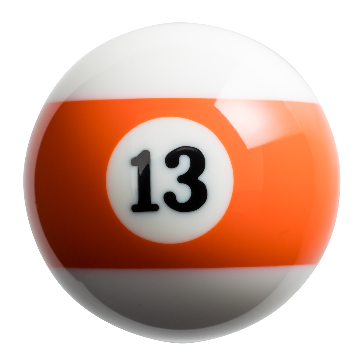 Number 13 Pool Ball Gearshift Knob - Gloss Orange Striped - Thumbnail 5
