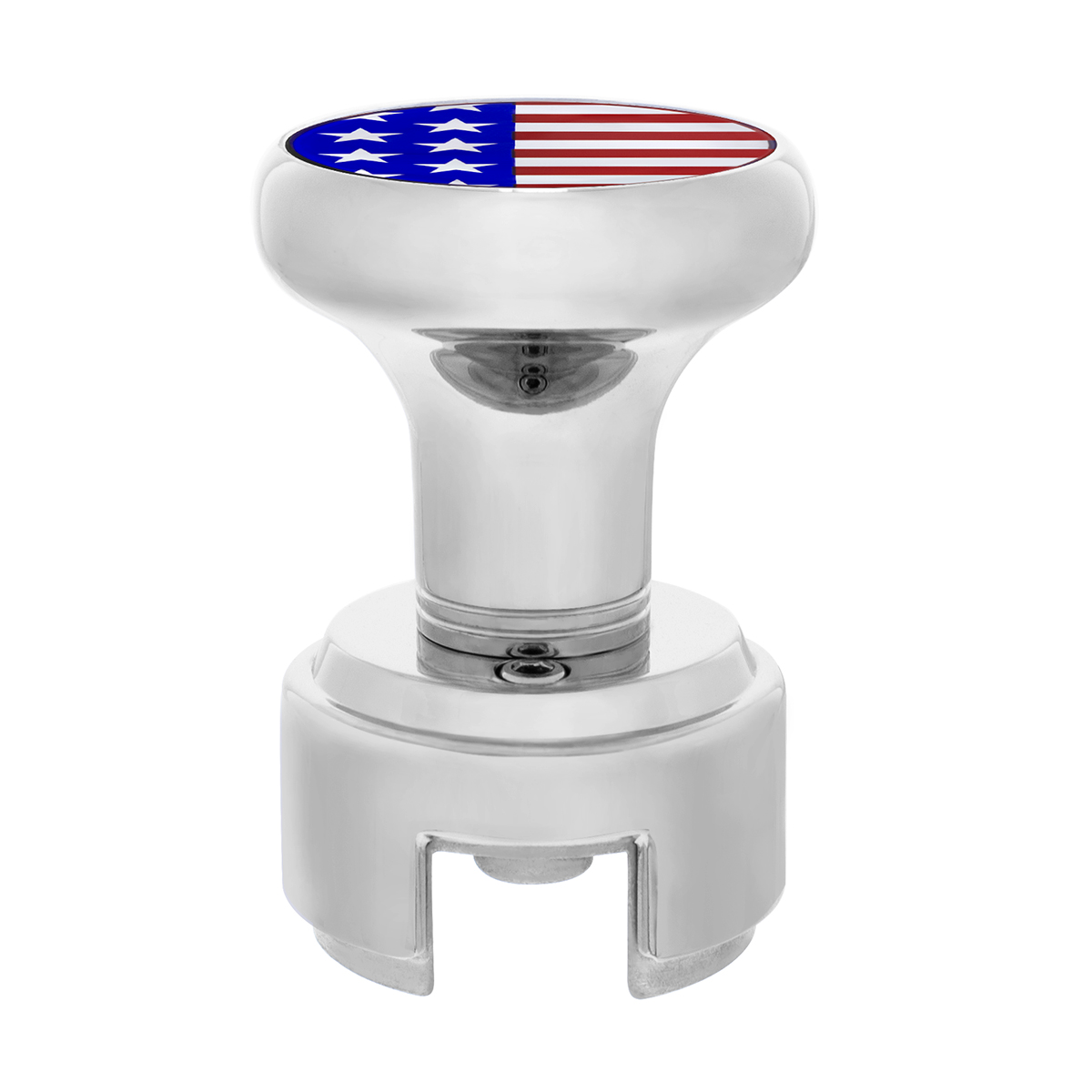 Thread-On Gearshift Knob With 13/15/18 Speed Adapter & USA Flag Sticker - Chrome - Thumbnail 2