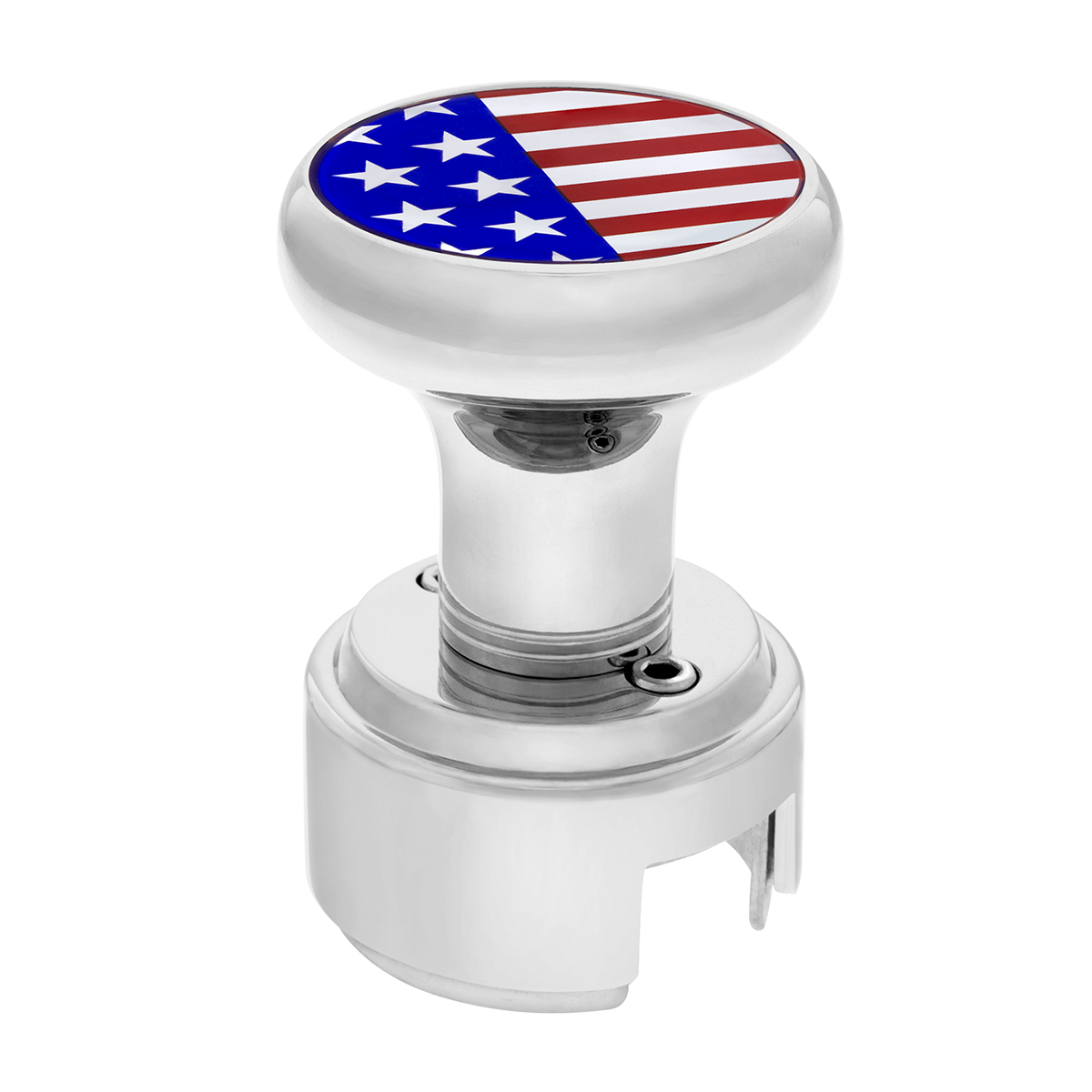 Thread-On Gearshift Knob With 13/15/18 Speed Adapter & USA Flag Sticker - Chrome - Thumbnail 6