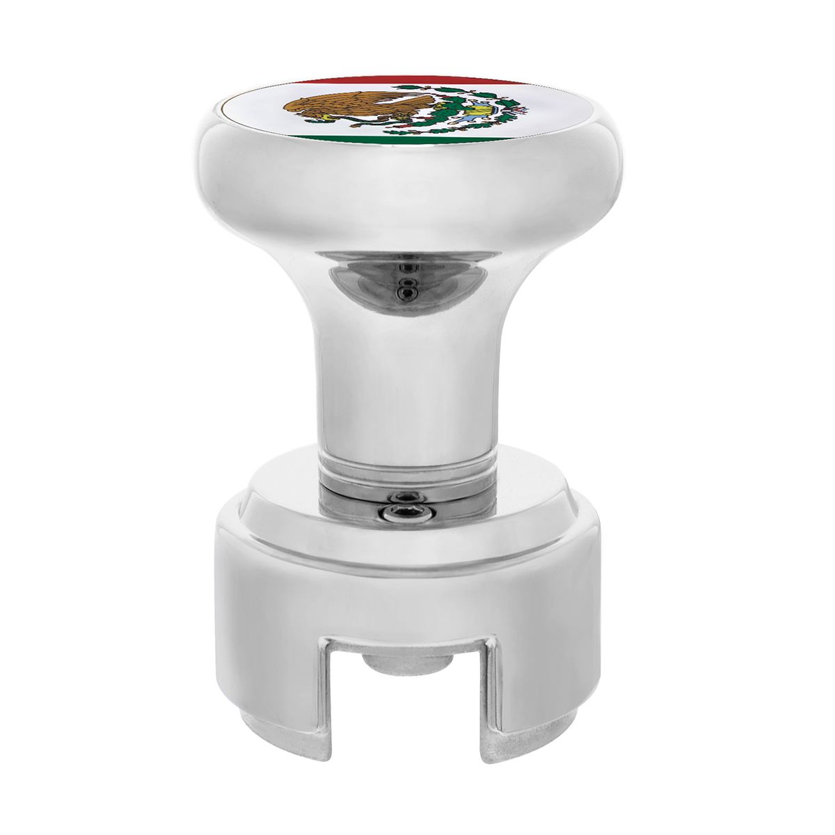 Thread-On Gearshift Knob With 13/15/18 Speed Adapter & Mexico Flag Sticker - Chrome - Thumbnail 2