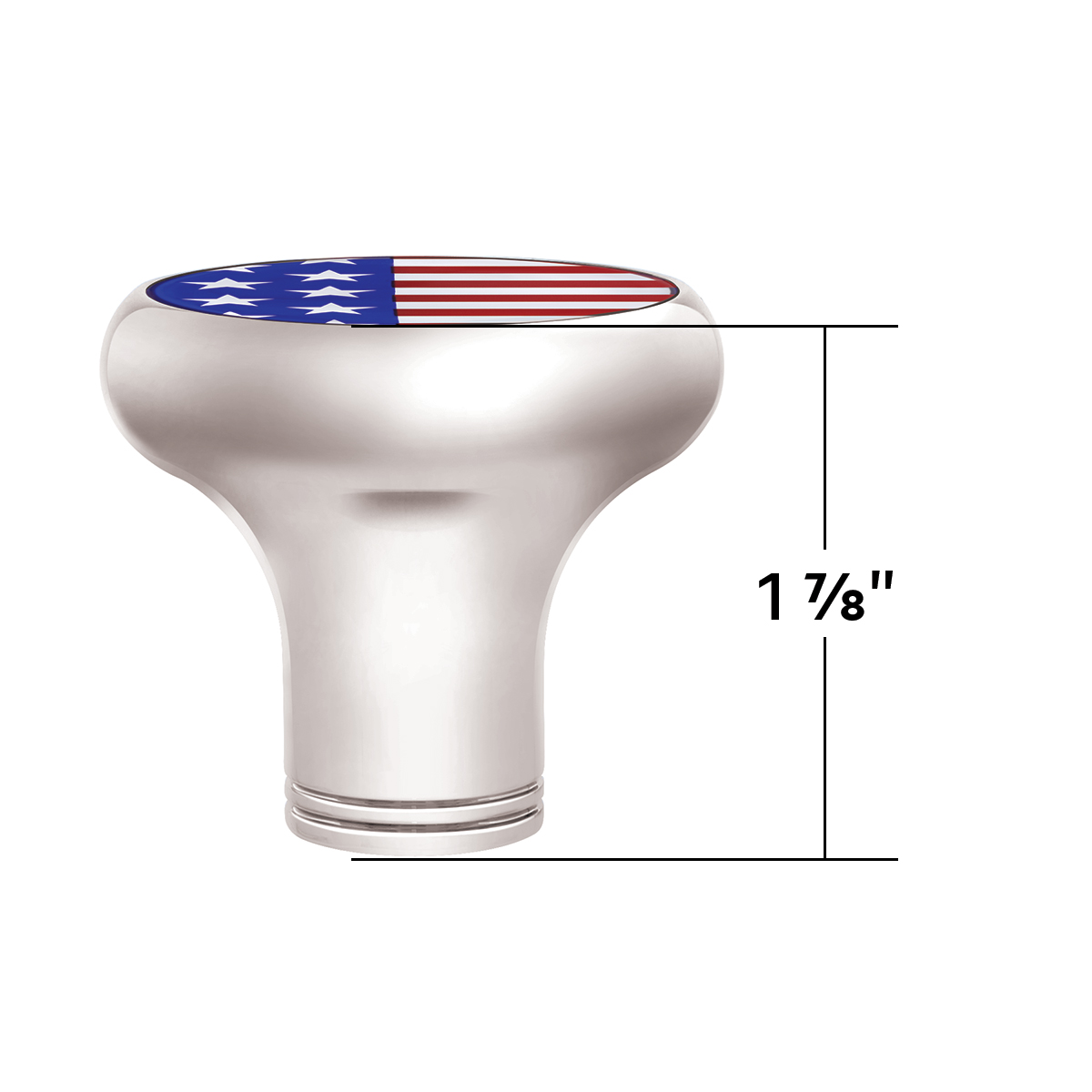 1/2"-13 Thread-On Gearshift Knob With USA Flag Sticker - Chrome - Thumbnail 5