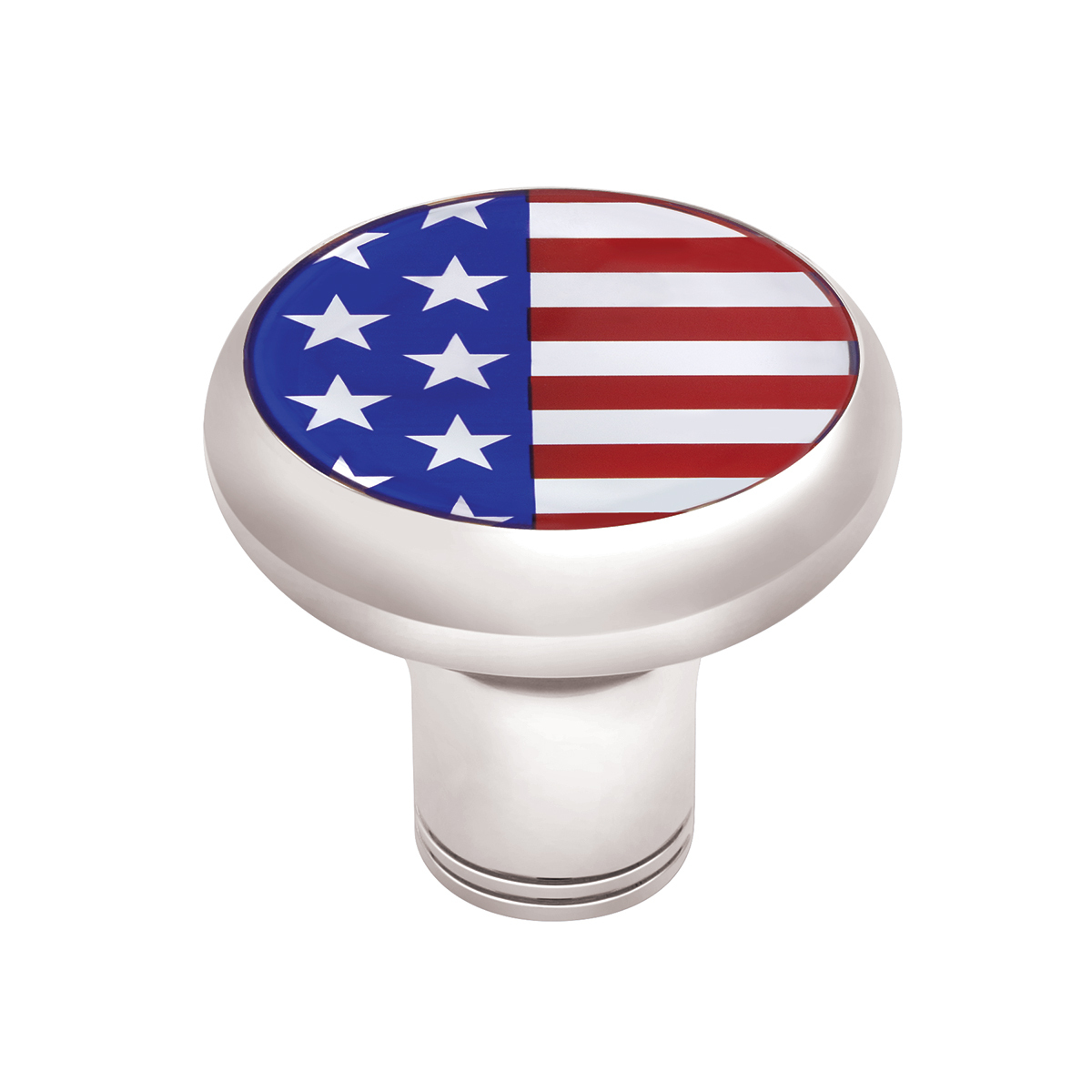 1/2"-13 Thread-On Gearshift Knob With USA Flag Sticker - Chrome - Thumbnail 7