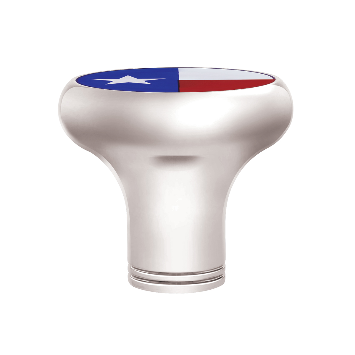 1/2"-13 Thread-On Gearshift Knob With Texas Flag Sticker - Chrome - Thumbnail 2
