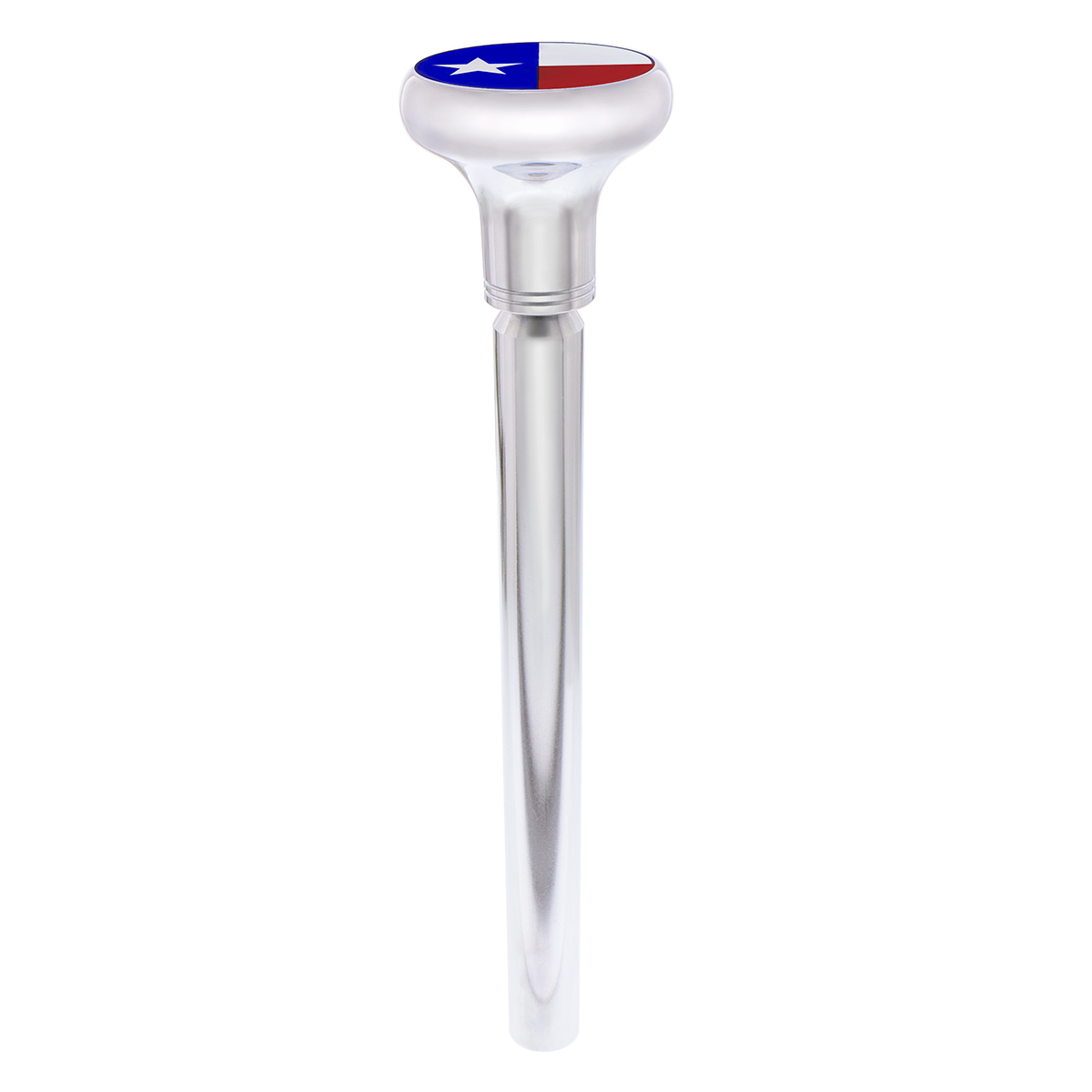 1/2"-13 Thread-On Gearshift Knob With Texas Flag Sticker - Chrome - Thumbnail 4