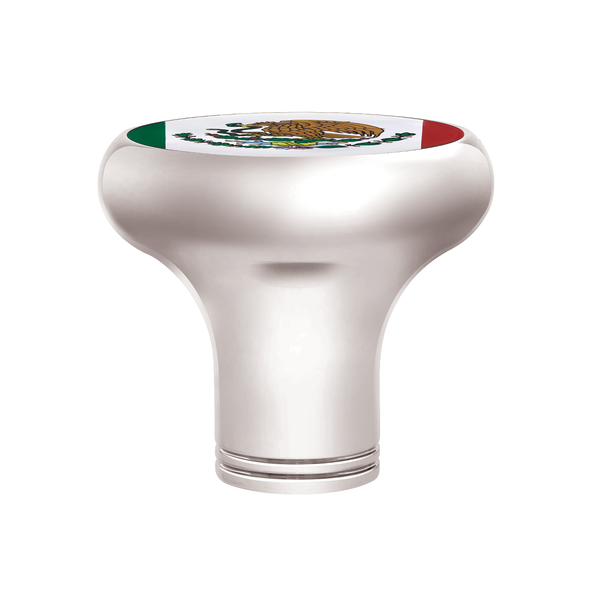 1/2"-13 Thread-On Gearshift Knob With Mexico Flag Sticker - Chrome - Thumbnail 2