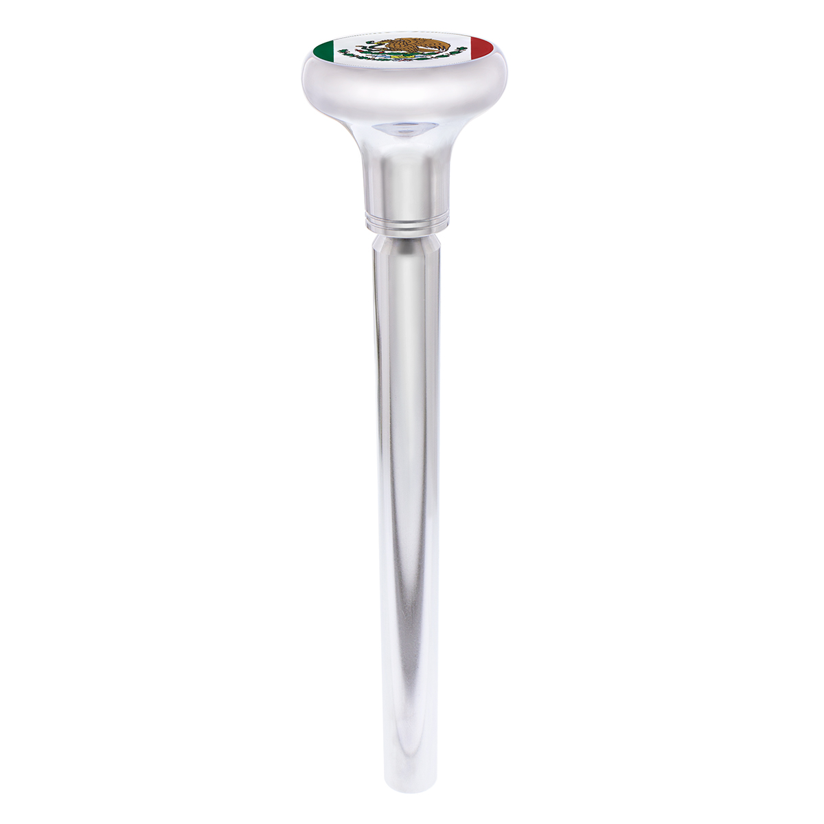 1/2"-13 Thread-On Gearshift Knob With Mexico Flag Sticker - Chrome - Thumbnail 4