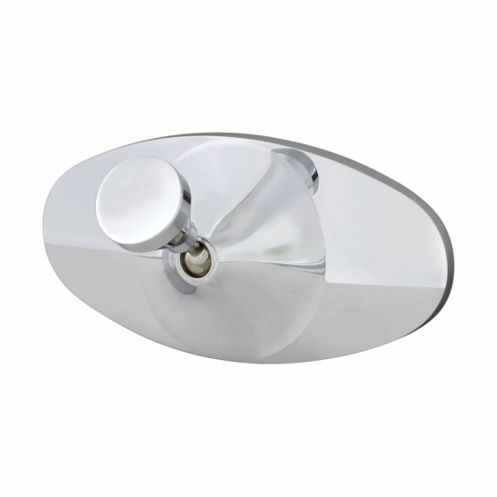 Oval Chrome Plated Aluminum Interior Rear View Mirror With Glue-On Mount - Thumbnail 3